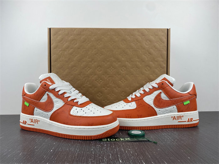 Luis Vitton Nike Air Force 1 Low By Virgil Abloh White Orange